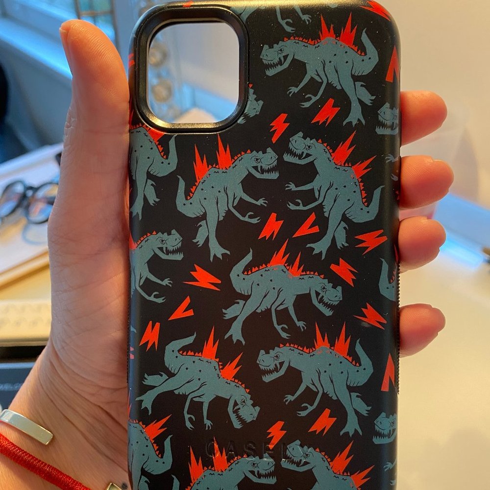 Flaming dinosaur iPhone 11 case by Casely